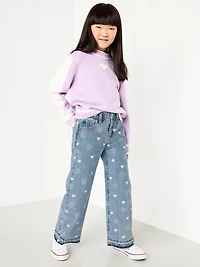 Printed Baggy Wide-Leg Jeans for Girls