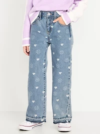 Printed Baggy Wide-Leg Jeans for Girls