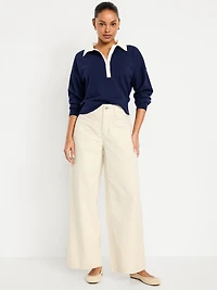 High-Waisted Baggy Wide-Leg Utility Jeans