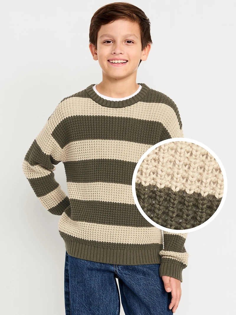 Loose Striped Crew-Neck Sweater for Boys