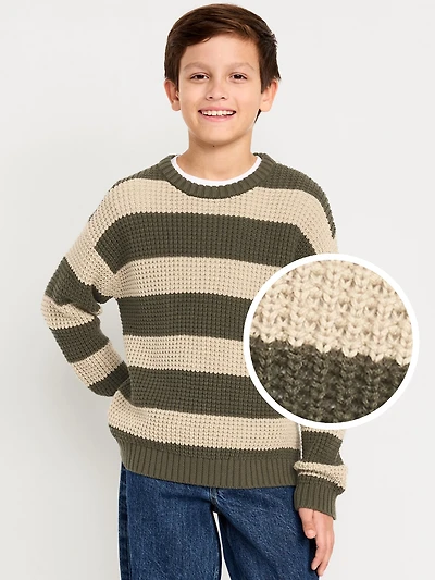 Loose Striped Crew-Neck Sweater for Boys