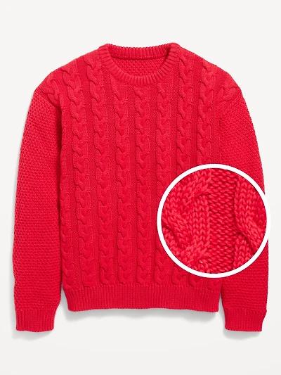Long-Sleeve Cable-Knit Sweater for Boys