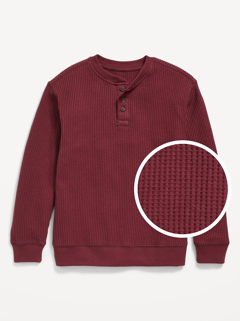 Long-Sleeve Henley Thermal-Knit T-Shirt for Boys