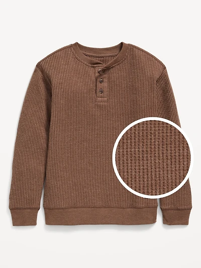 Long-Sleeve Henley Thermal-Knit T-Shirt for Boys