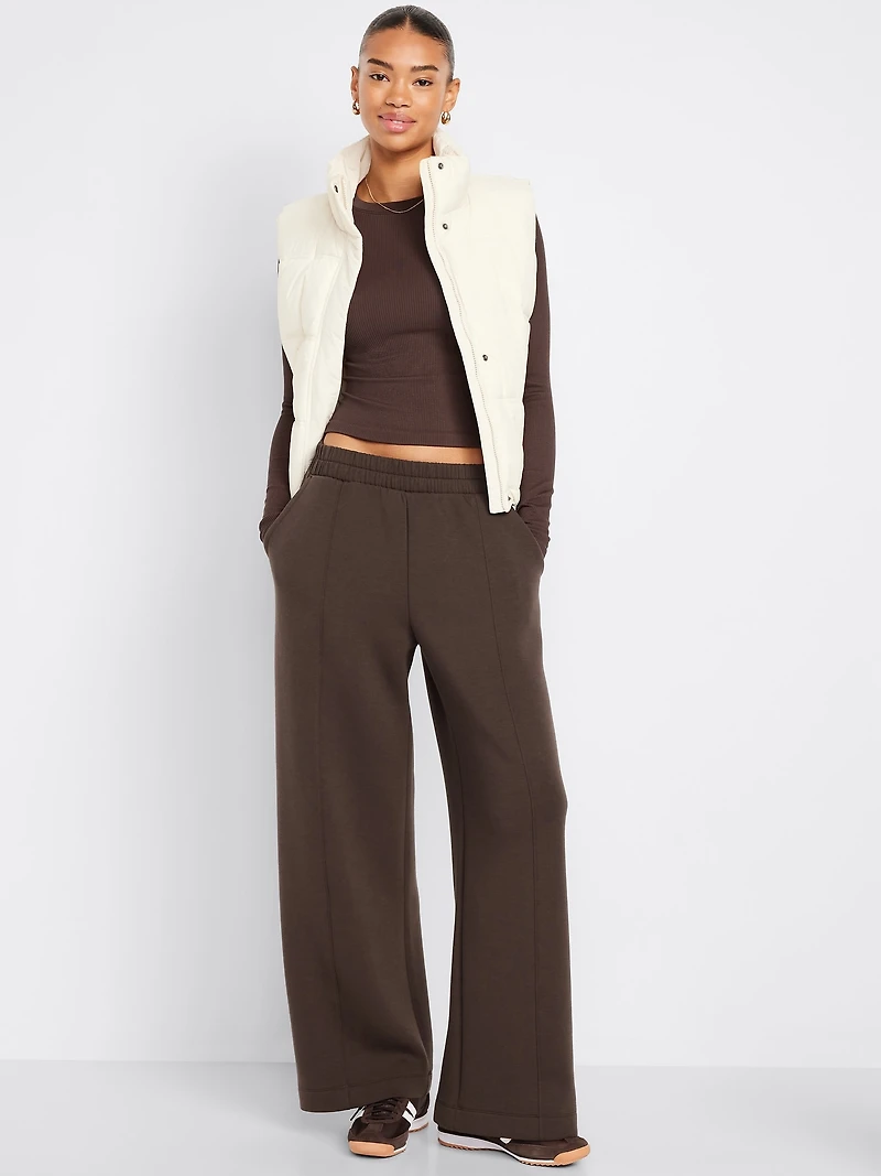 High-Waisted Bounce Fleece Wide-Leg Sweatpants