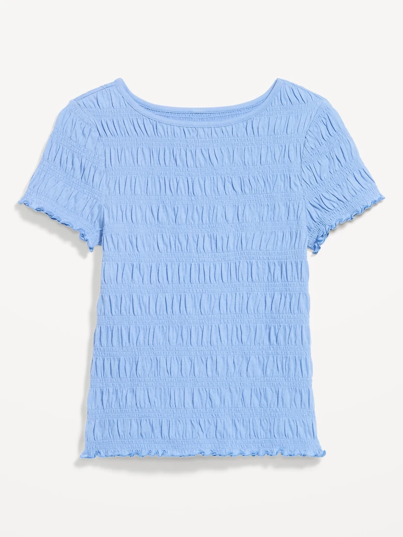 Slit-Neck Smocked Top