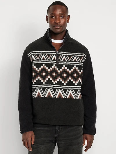 Printed Sherpa Quarter-Zip Pullover