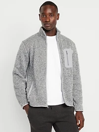 Sherpa-Lined Fleece-Knit Jacket