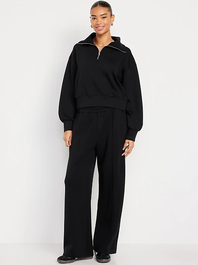 High-Waisted Bounce Fleece Wide-Leg Sweatpants