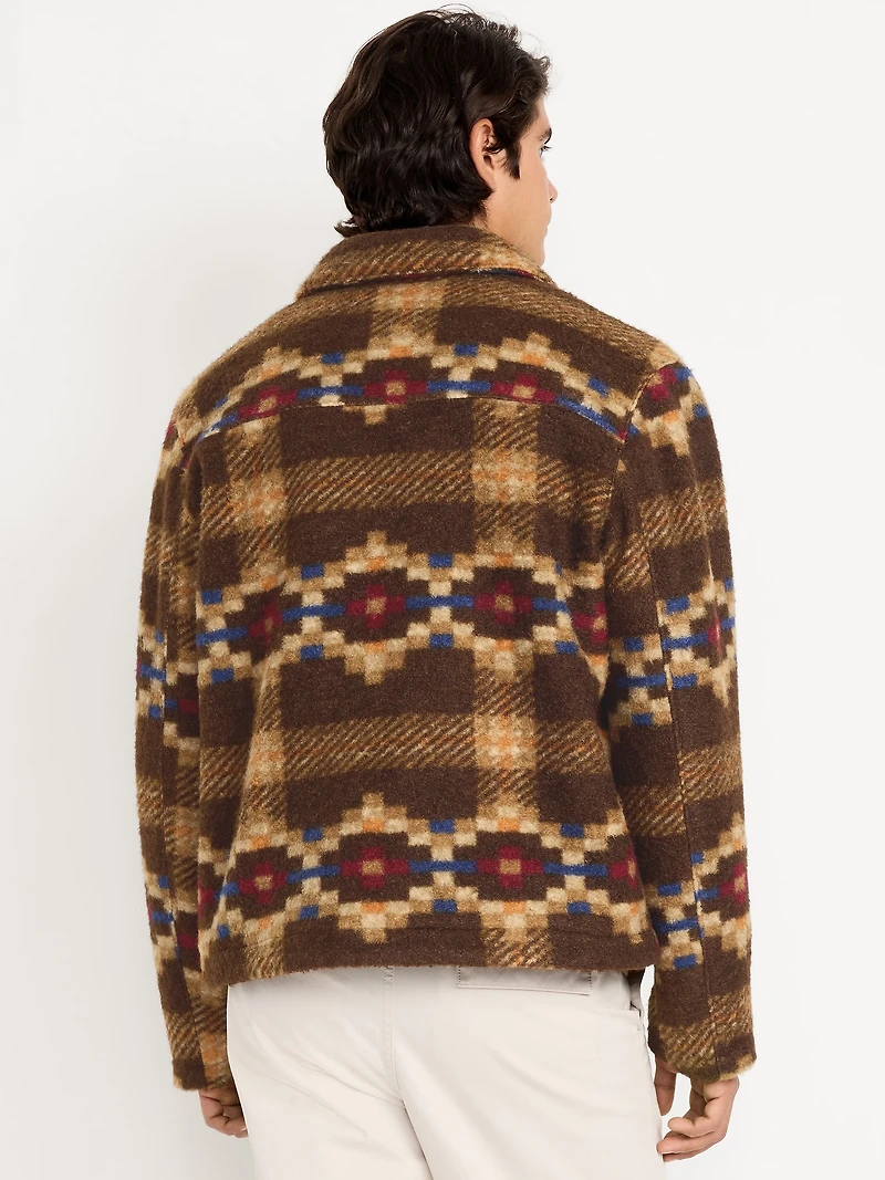 Sherpa-Lined Snap-Button Jacket