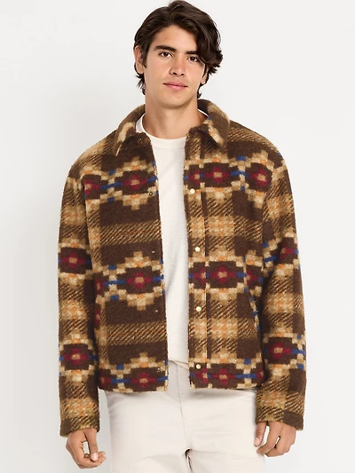 Sherpa-Lined Snap-Button Jacket