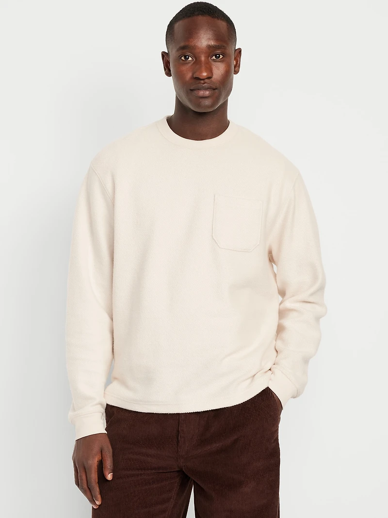 Loose Pocket Crew-Neck Sweatshirt
