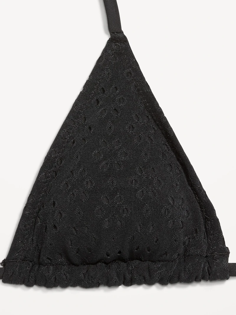 Eyelet Triangle String Bikini Swim Top