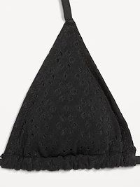 Eyelet Triangle String Bikini Swim Top
