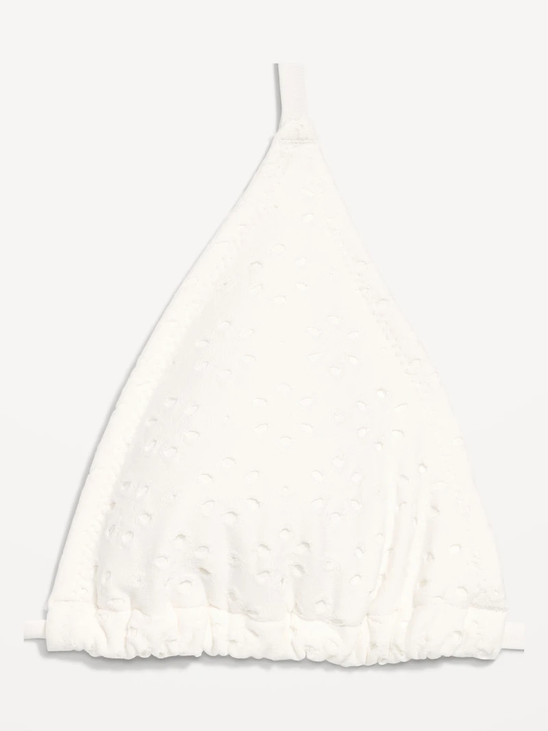 Eyelet Triangle String Bikini Swim Top