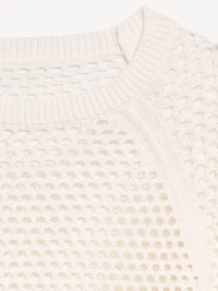 Seaside Cotton Open-Knit Raglan Sweater