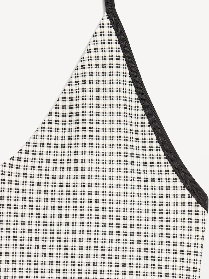 Pique V-Neck Halter Swimsuit