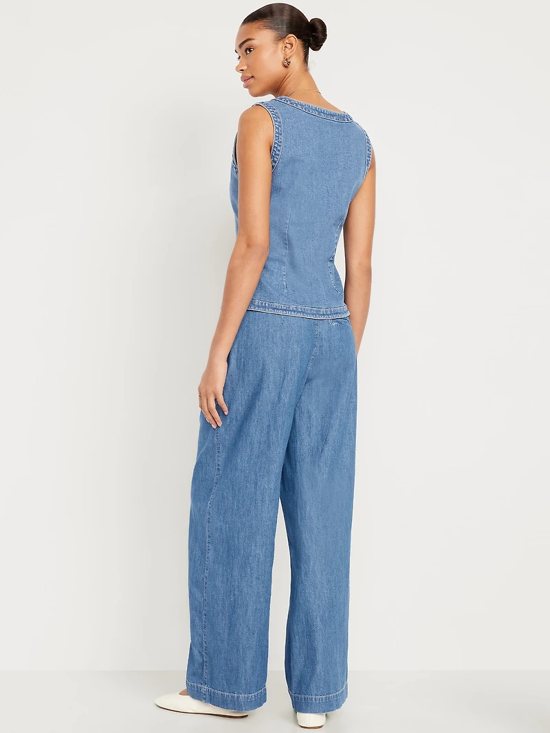 High-Waisted Taylor Trouser Wide-Leg Pants