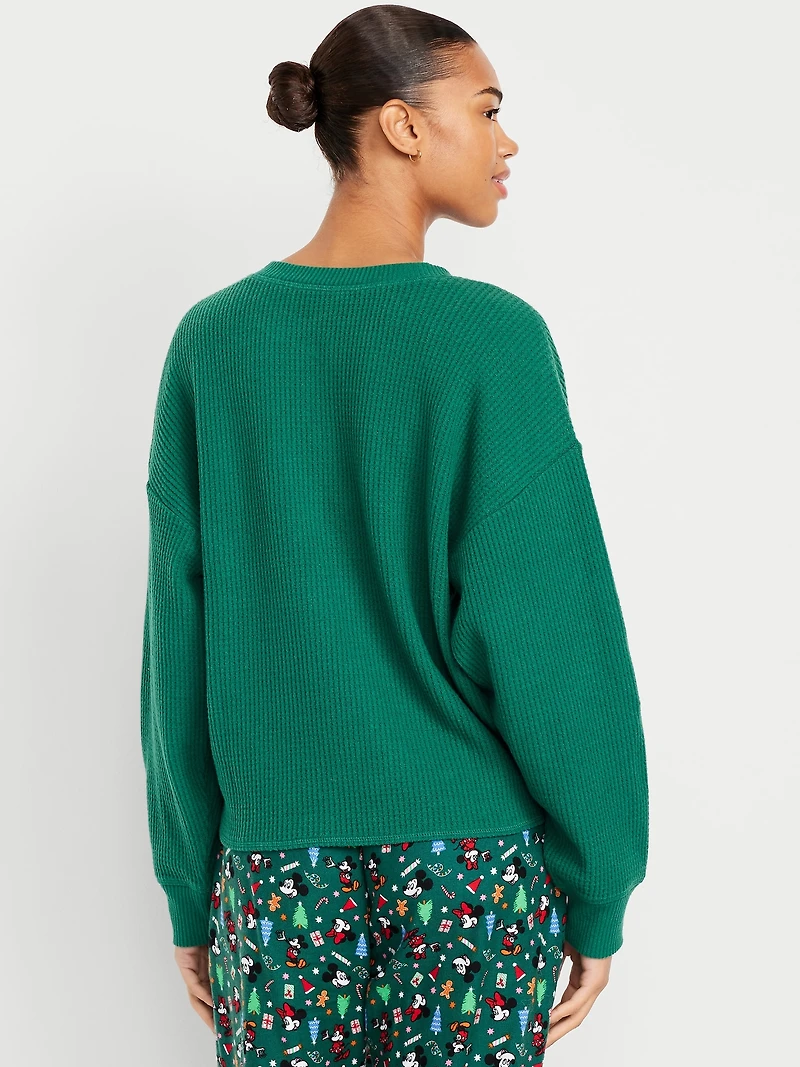 Oversized Cozy Waffle Henley Top