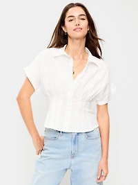 Slim-Waisted Button-Down Shirt