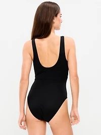 Textured One-Piece Cut-Out Swimsuit