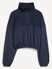 Button-Up Funnel-Neck Sweatshirt