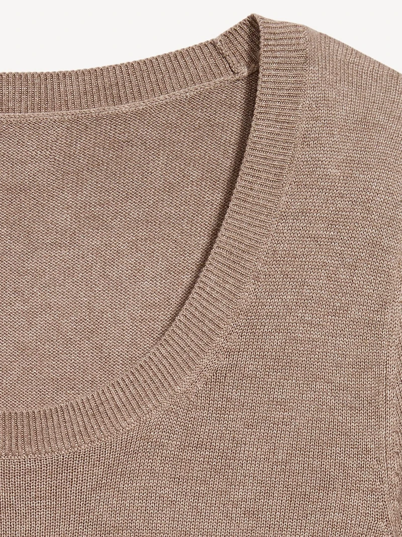 Fitted Scoop-Neck Cropped Jersey Sweater