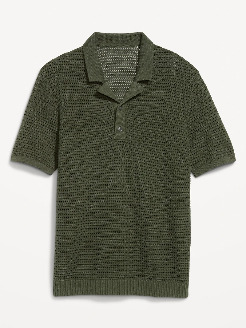 Short-Sleeve Polo Sweater