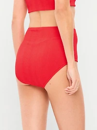 High-Waisted Ribbed Bikini Swim Bottoms