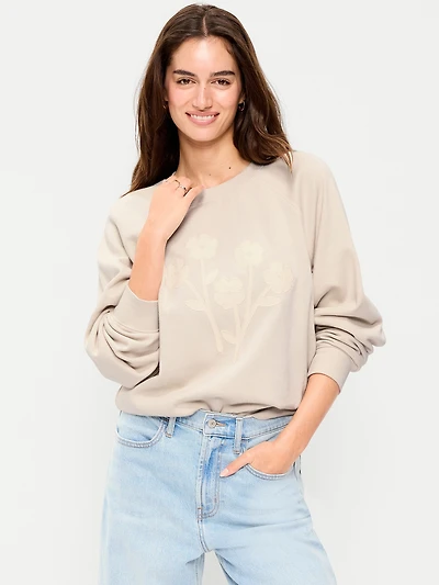 Oversized Graphic Raglan Sweatshirt