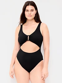 Textured One-Piece Cut-Out Swimsuit
