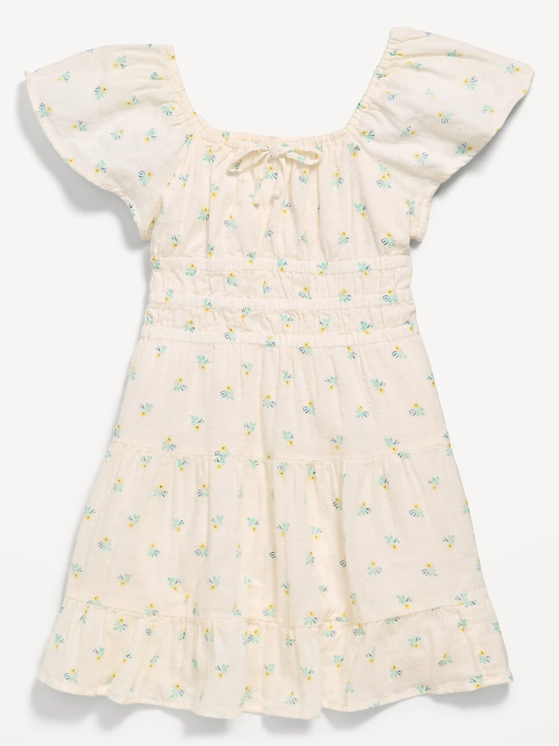 Printed Short-Sleeve Fit & Flare Dress for Girls