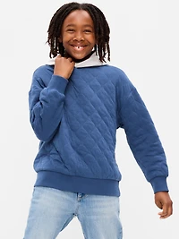 Oversized Quilted Fleece Hoodie for Boys