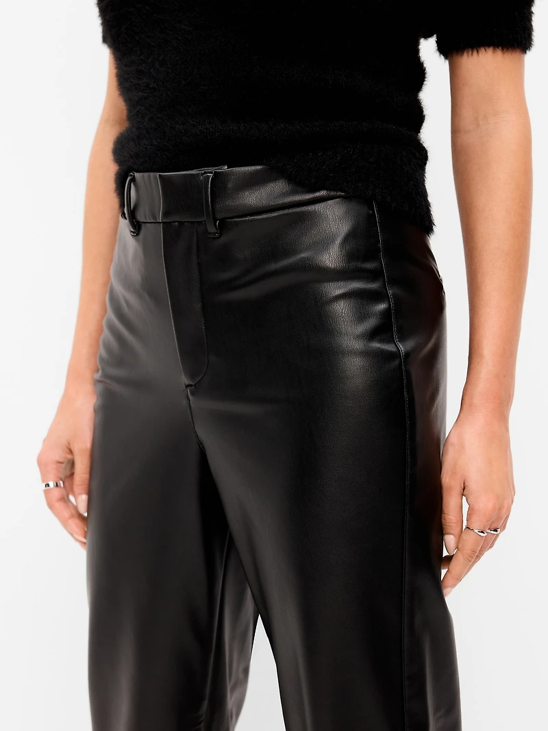 High-Waisted Faux-Leather Pixie Straight Pants