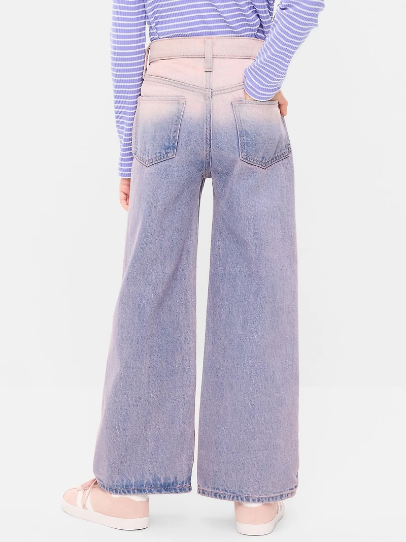 High-Waisted Ombré Baggy Wide-Leg Jeans for Girls