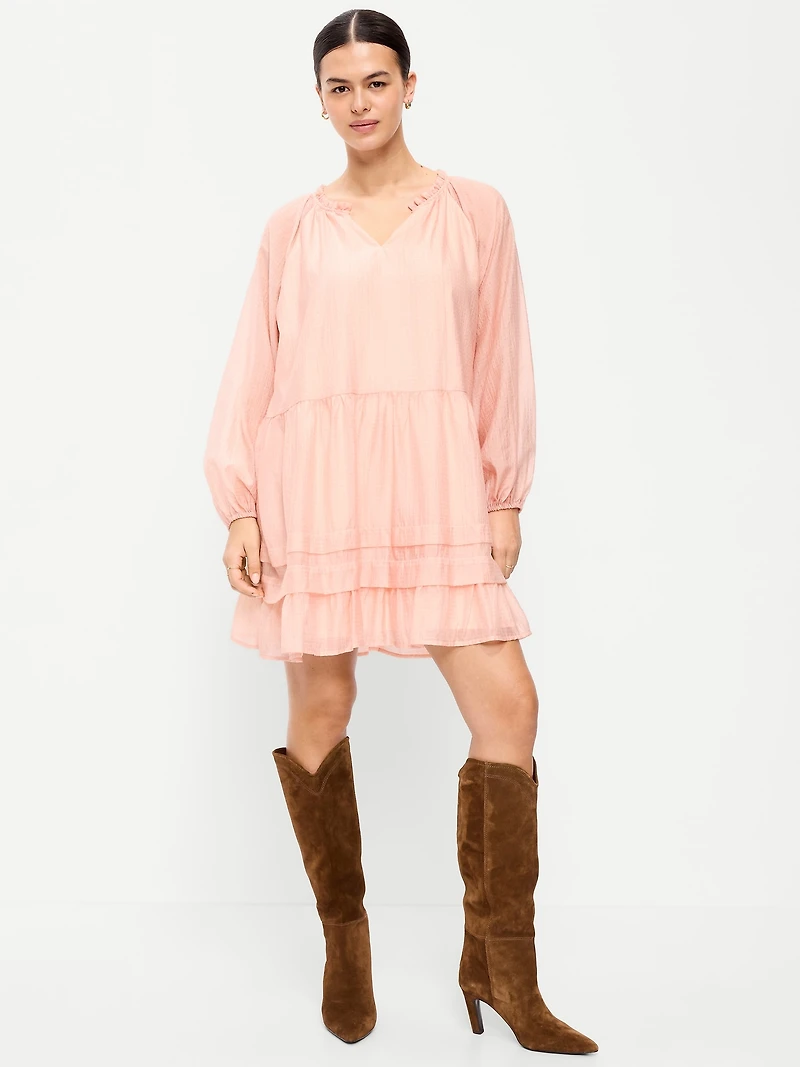 Long-Sleeve Swing Mini Dress