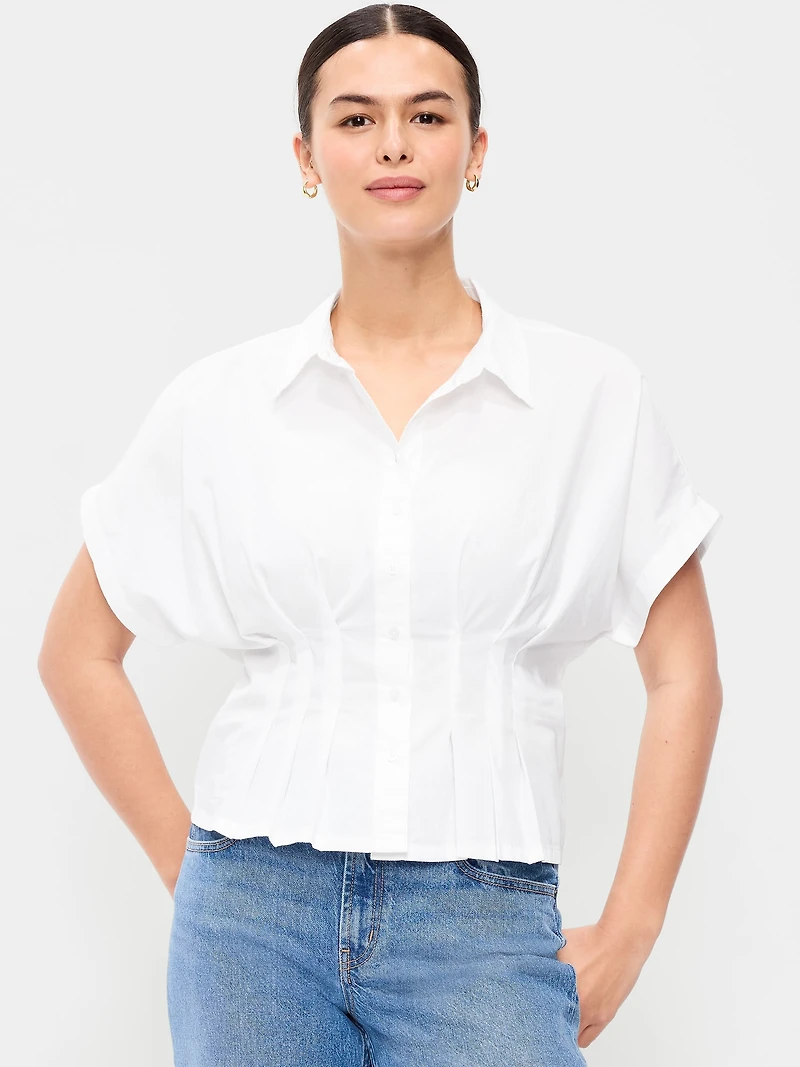 Slim-Waisted Button-Down Shirt