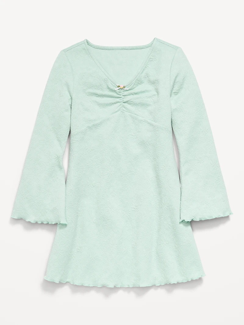 Long-Sleeve Textured Knit Fit and Flare Dress for Girls