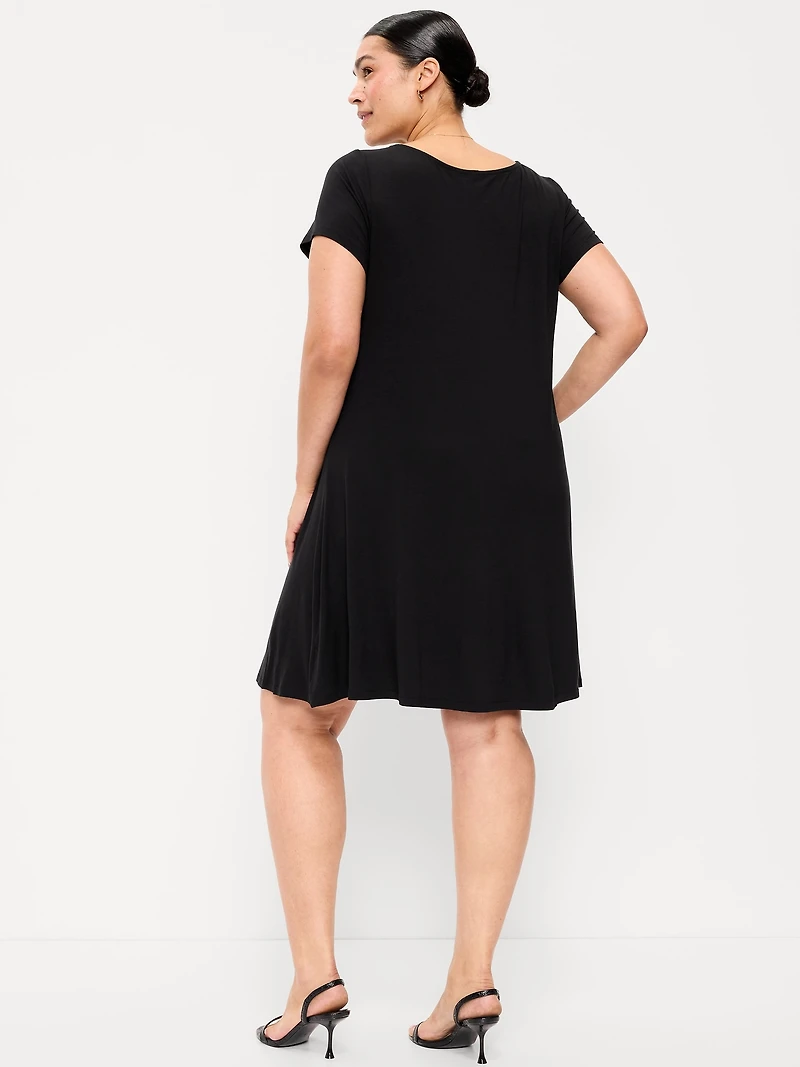 Short-Sleeve Mini Swing Dress
