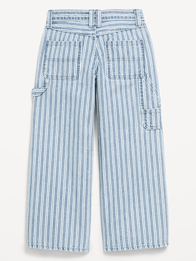 Super Baggy Striped Wide-Leg Carpenter Jeans for Girls