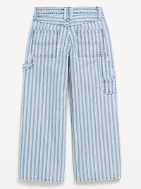 Super Baggy Striped Wide-Leg Carpenter Jeans for Girls