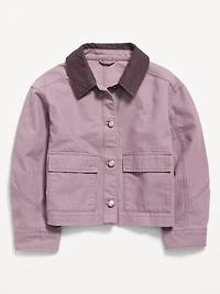 Canvas Cropped Utility Barn Jacket for Girls