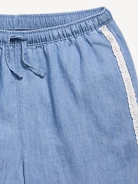 Lace-Trim Chambray Pants for Girls