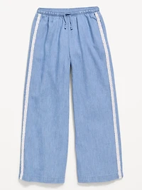 Lace-Trim Chambray Pants for Girls