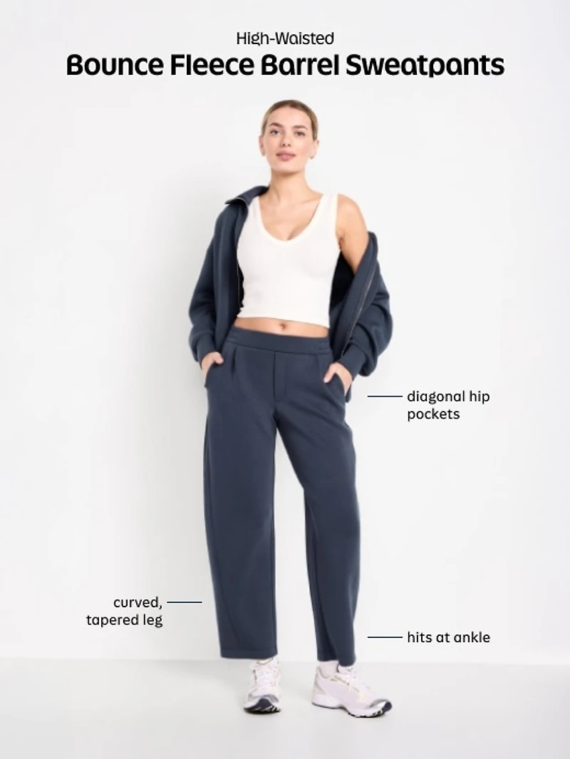 High-Waisted Bounce Fleece Barrel Sweatpants