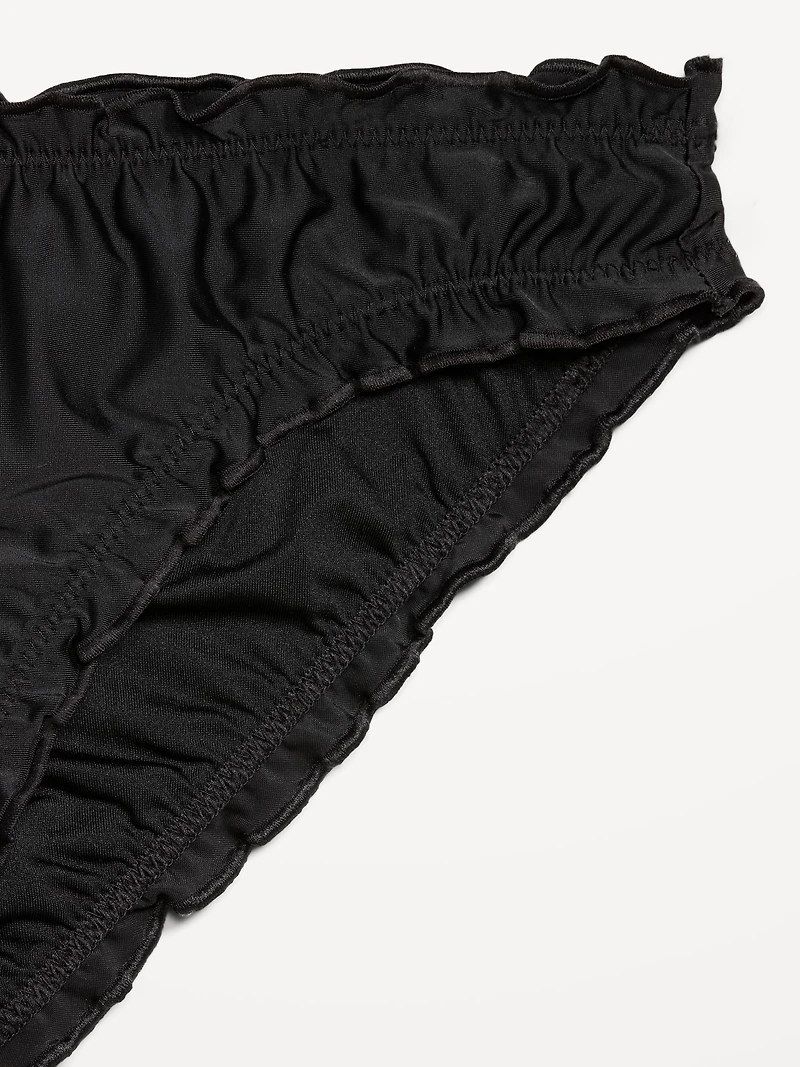Mid-Rise Ruffle Trim Swim Bottoms