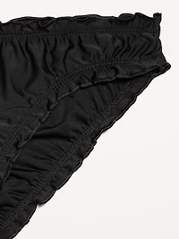 Mid-Rise Ruffle Trim Swim Bottoms