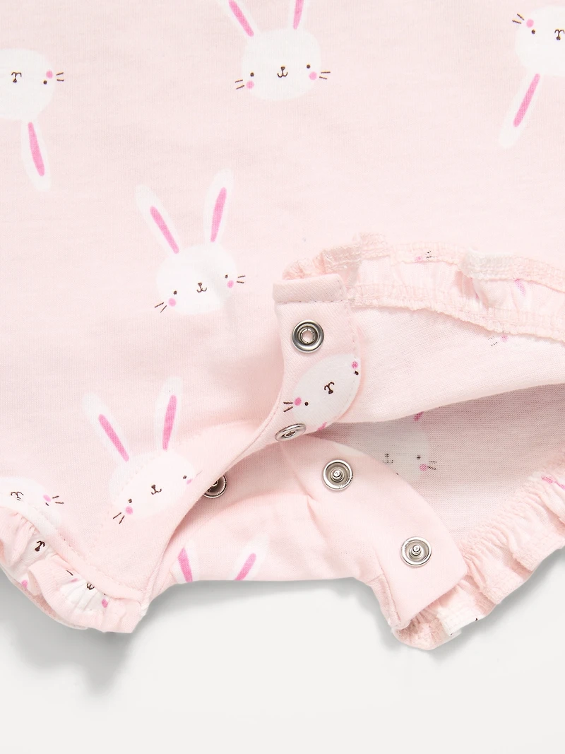 Printed Sleeveless Tie-Strap Romper for Baby