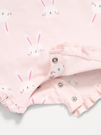 Printed Sleeveless Tie-Strap Romper for Baby