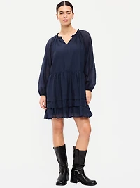 Long-Sleeve Swing Mini Dress